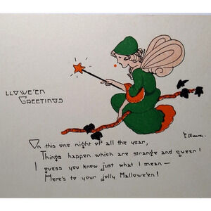 Halloween Postcard Witch Goblin Fairy Wand Weaver Series 2399 Original Fantasy